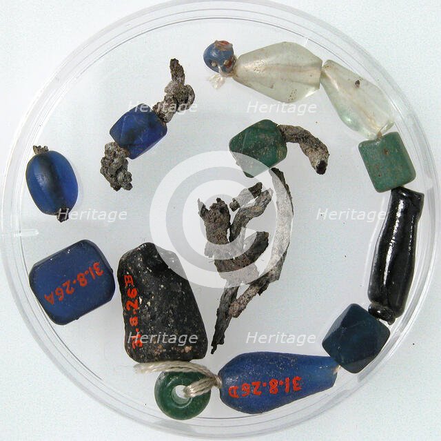 Beads and String Fragments, Coptic, 4th century. Creator: Unknown.
