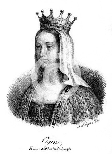 Edgifu of Wessex, consort of Charles III The Simple of France, (19th century). Artist: Delpech