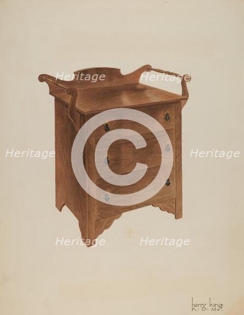 Walnut Wash Stand, c. 1941. Creator: Harry King.
