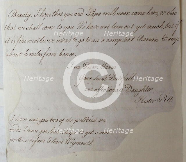 Letter from Hester Pitt, between 1766 and 1770. Creator: Hester Stanhope.