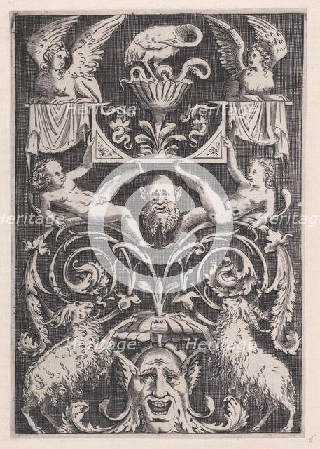 Ornamental Panel, ca. 1514-36. Creator: Agostino Veneziano.