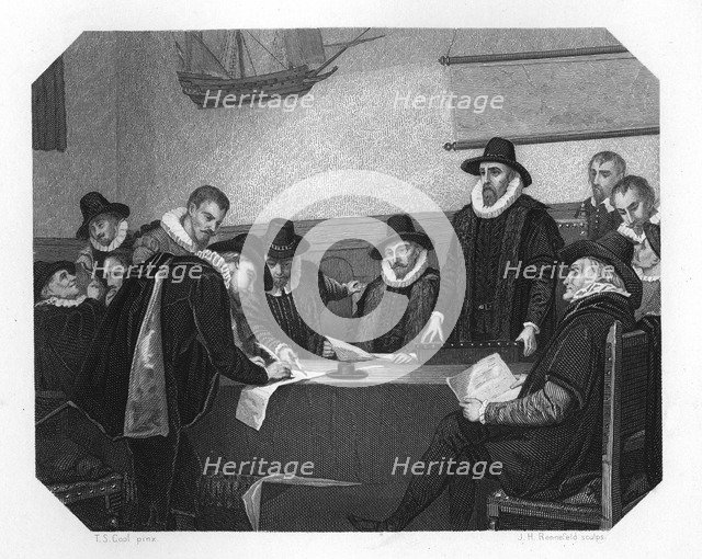 Formation of the Dutch East India Company, 1602, (c1870).  Artist: JH Rennefeld