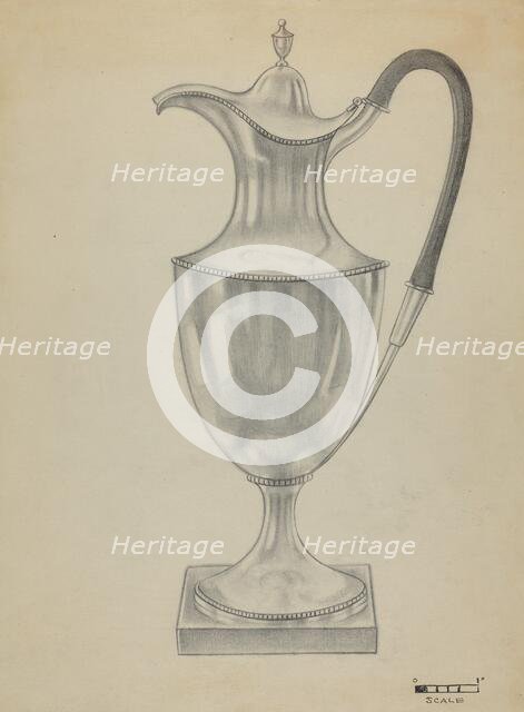 Silver Hot Water Pot, c. 1936. Creator: Herbert Russin.