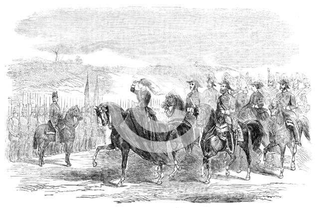 Her Majesty Reviewing the Troops, at Aldershott, 1856.  Creator: Ebenezer Landells.