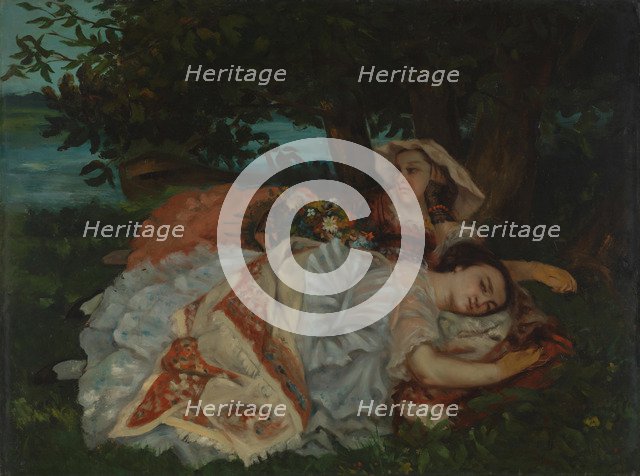 Young Ladies on the Bank of the Seine, before 1857. Artist: Courbet, Gustave (1819-1877)