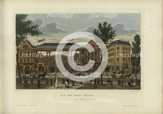 Vue des Bains chinois, sur le boulevard de la Chaussée d'Antin, 1817-1824. Creator: Courvoisier-Voisin, Henri (1757-1830).