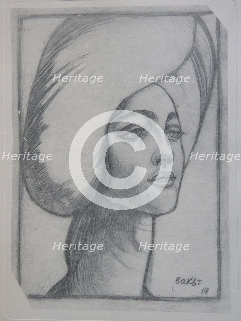 Portrait of madame T., 1918. Artist: Bakst, Léon (1866-1924)