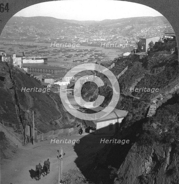 The harbour and city of Valparaiso, Chile, c1900s. Artist: Unknown