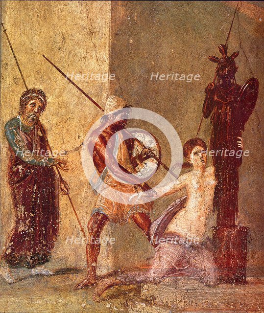 Ajax the Lesser drags Cassandra away from the Xoanon, 1st H. 1st cen. AD. Artist: Roman-Pompeian wall painting  