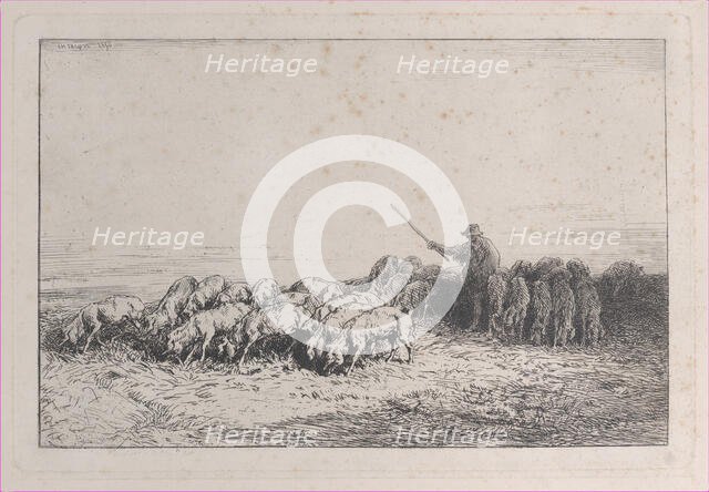 A Herd of Pigs, 1850. Creator: Charles Emile Jacque.