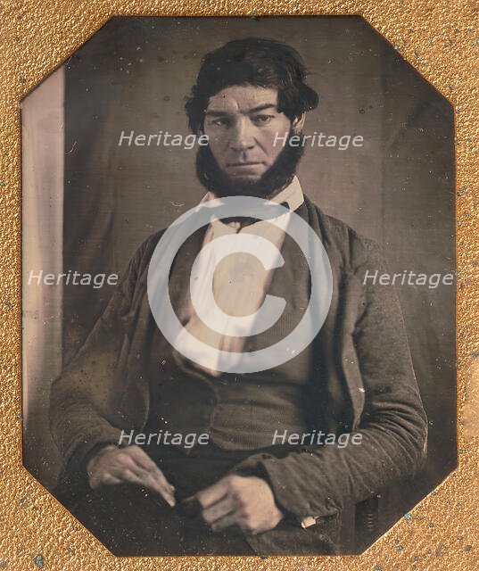 Man with Chin Curtain Beard, 1840s. Creator: Unknown.