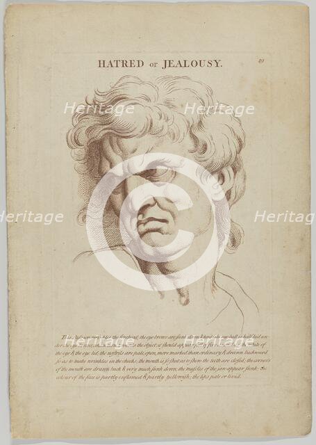 Hatred or Jealousy (from Heads Representing the Various Passions of the Soul; as they are ..., 1765. Creator: Anon.