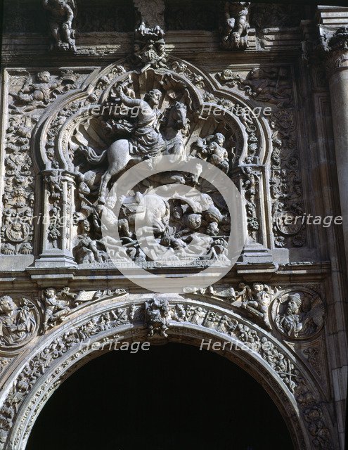 Relief of Santiago Matamoros which heads the façade of the San Marcos Inn in León.