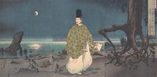 Heian Period Courtier on a Moonlit Beach, 19th century. Creator: Kobayashi Kiyochika.