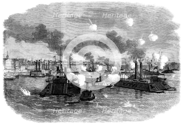 The Civil War in America: destruction of the Confederate flotilla..., 1862. Creator: Unknown.