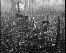 Crowds Gathering in Trafalgar Square, London, During a Demonstration About Unemployment, 1922. Creator: British Pathe Ltd.