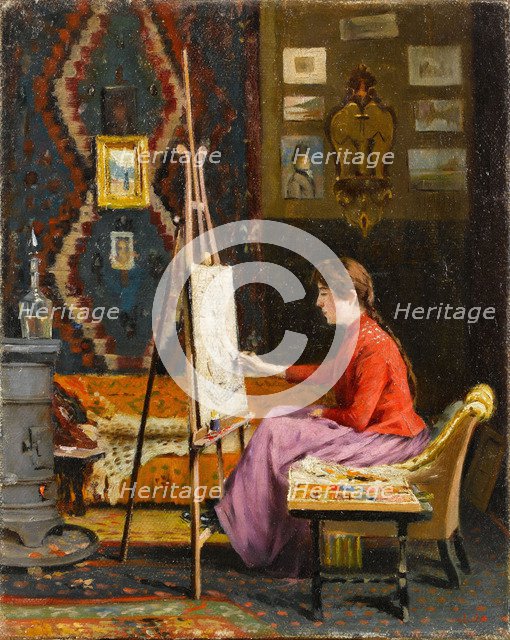 Girl Painter and Her Studio. Artist: Pasha (Pasa), Halil (1857-1939)