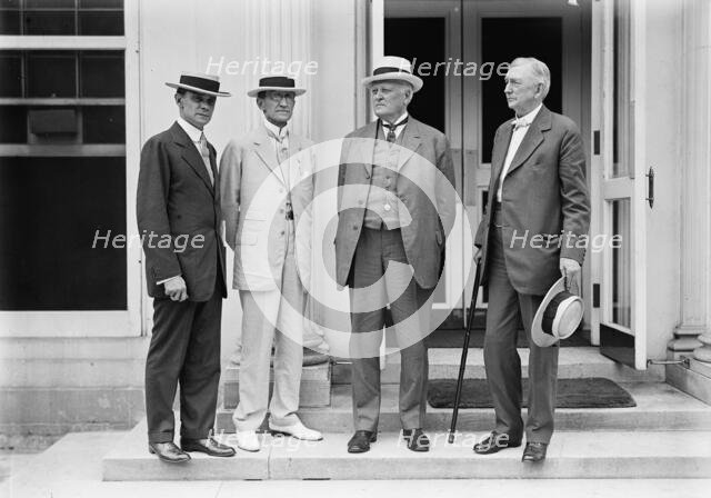 Kansas City Bankers, Charles S. Keith; R.A. Long; J.B. White; Sen. W.J. Stone of Mo., 1914. Creator: Harris & Ewing.