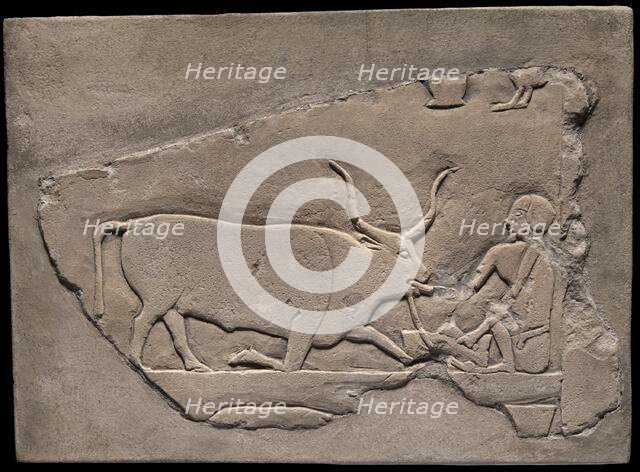 Wall Fragment from a Tomb Depicting a Herdsman, Egypt, First Intermediate Period, Dynasties 9-10... Creator: Unknown.