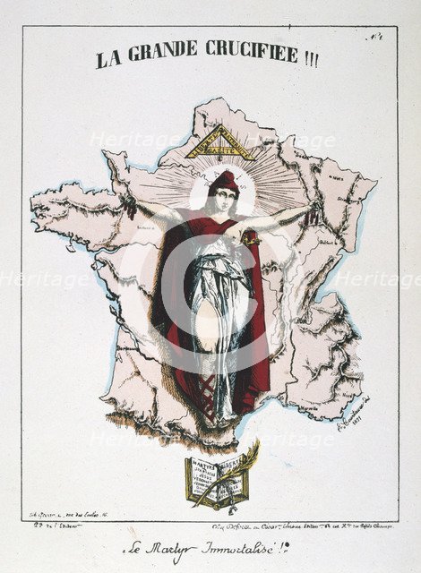 'Le Martyr Immortalise!', allegory of Republican France, 1871.  Artist: E Courtaux