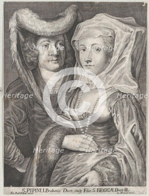 Saint Pepin I and his daughter, Saint Begga, ca. 1650-1700. Creator: Anon.