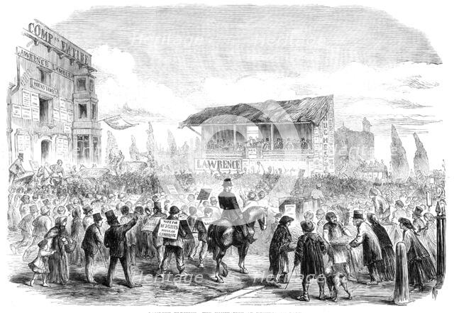The Elections in the Metropolitan Boroughs: Lambeth...the nomination at Kennington Park, 1865. Creator: Unknown.