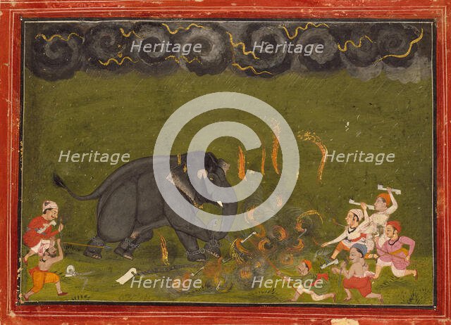 Taming of the Elephant Chanchal, 1760. Creator: Unknown.