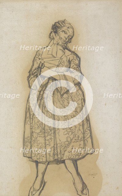 Costume design for the ballet Les femmes de bonne humeur (The Good-Humoured Ladies), 1917. Artist: Bakst, Léon (1866-1924)