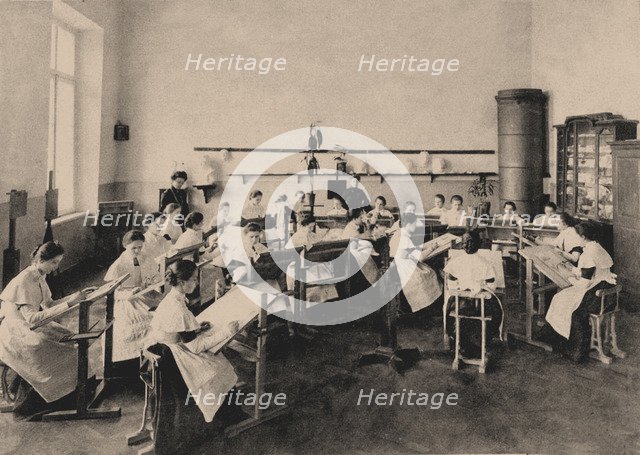 Pupils of the Smolny Institute for Noble Maidens at a painting lesson, 1889. Artist: Anonymous  