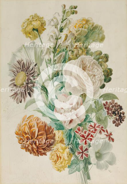 Bouquet with rose and dahlia, around 1840/1850. Creator: Leopold von Stoll.
