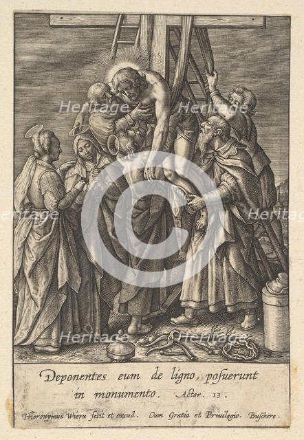 Descent from the Cross, before 1619. Creator: Hieronymous Wierix.
