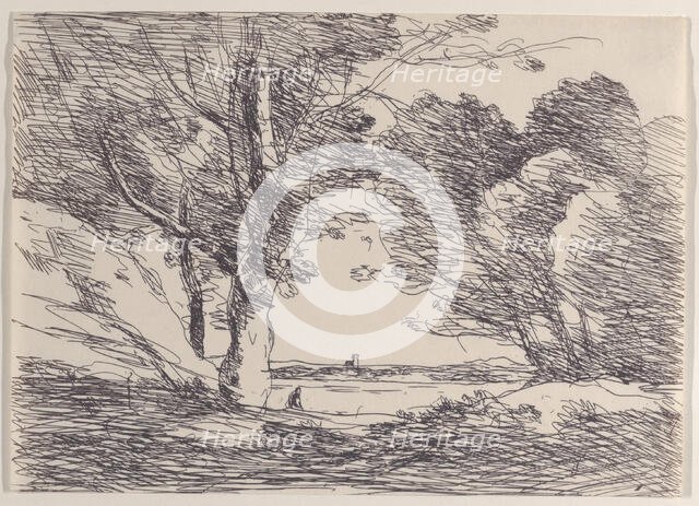 Tower at the Lake's Horizon (Tour á L'Horizon d'un Lac), 1871. Creator: Jean-Baptiste-Camille Corot.