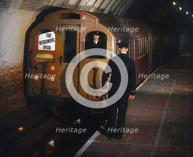 A Tube Train Stopping, 1940. Creator: British Pathe Ltd.