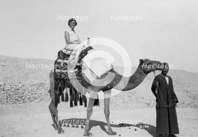 Woman on a camel tour, Egypt, c1920s-c1930s(?). Artist: Unknown