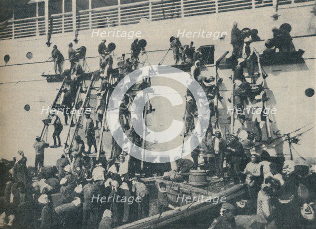 'A Novel Method of Coaling at the port of Yokohama', 1936. Artist: Unknown.