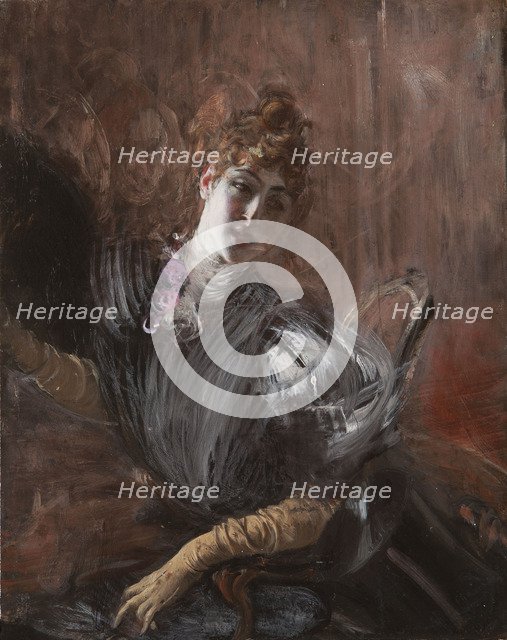 Young Woman, seated, wearing gloves, ca 1897.