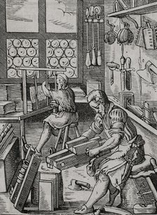 Bindery workshop, 16th century (1877).  Creator: Jost Ammon.