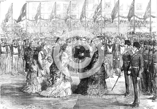 The Queen at Portsmouth inspecting the Naval Brigade of the Ashantee War, 1874. Creator: Unknown.