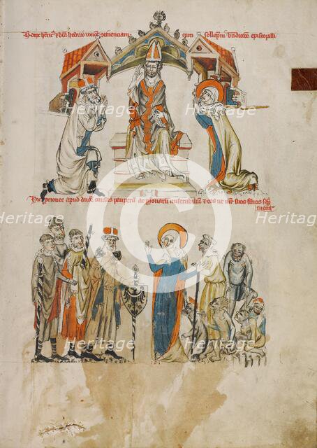 The Pledge of Chastity: Saint Hedwig Assisting the Poor and Sick; Vita beatae Hedwigis, 1353. Creator: Unknown.