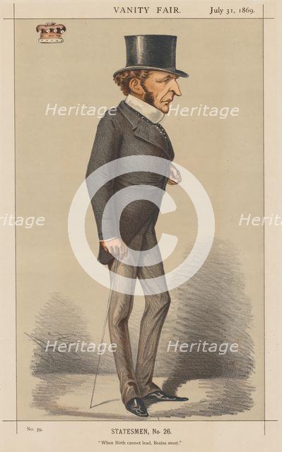 Vanity Fair: Statesman No. 26 "When Birth cannot lead, Brains must.", 1869. Creator: Carlo (Ape) Pellegrini (Italian, 1839-1889); Vanity Fair. (Boston: Frame Central, 1992.) p. 1, 31 July, 1869, S. No. 26.