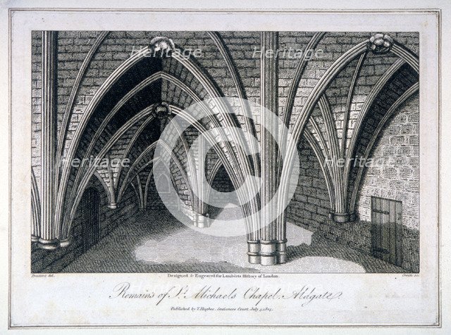 St Michael's Crypt, Aldgate, London, 1805. Artist: Samuel Owen