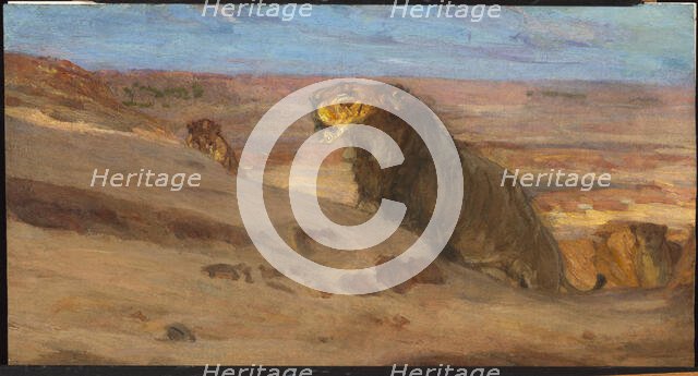 Lions in the Desert, ca. 1897-1900. Creator: Henry Ossawa Tanner.