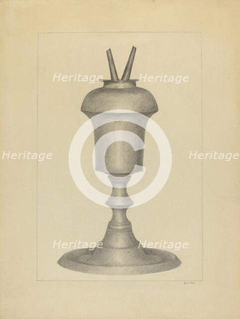 Camphene Lamp, c. 1936. Creator: E. Dorsey Bruen.