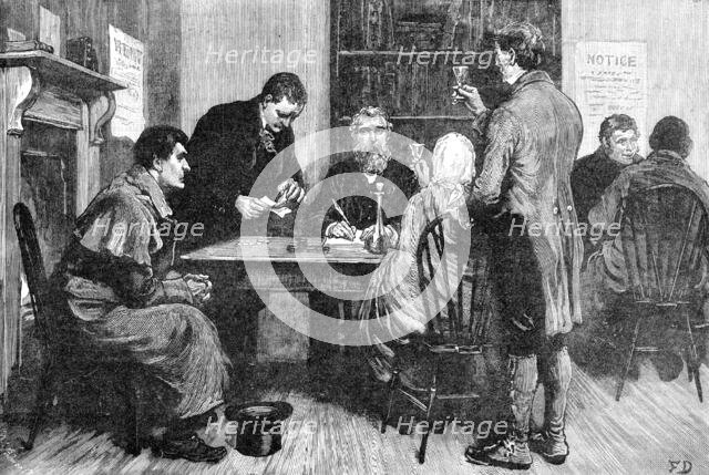 The State of Ireland: rent agent's office as it used to be - drinking his honour's health, 1881. Creator: William James Palmer.