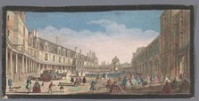 View of the Cour Ovale of the Palais de Fontainebleau, 1700-1799. Creators: Anon, Jacques Rigaud.