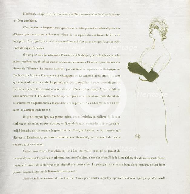 Yvette Guilbert-French Series: No. 10, 1894. Creator: Henri de Toulouse-Lautrec (French, 1864-1901).