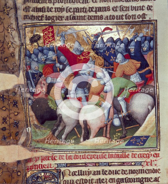 Scene from the Battle of Crecy, 1346, (c1346-c1400). Creator: Workshop of the Boucicaut Master.