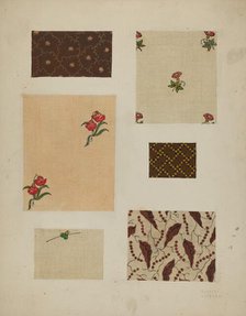 Materials from Patchwork Bedspread, c. 1936. Creator: Frances Lichten.