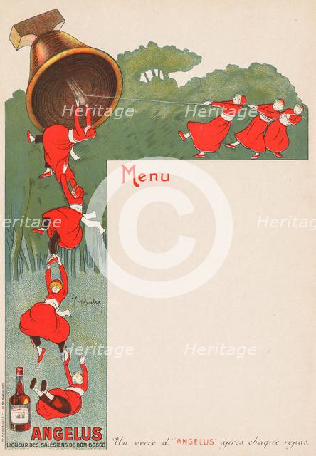 Menu Page (Angelus: Liqeur des Salésiens de Dom Bosco), 1911. Creator: Leonetto Cappiello (Italian, 1875-1942).