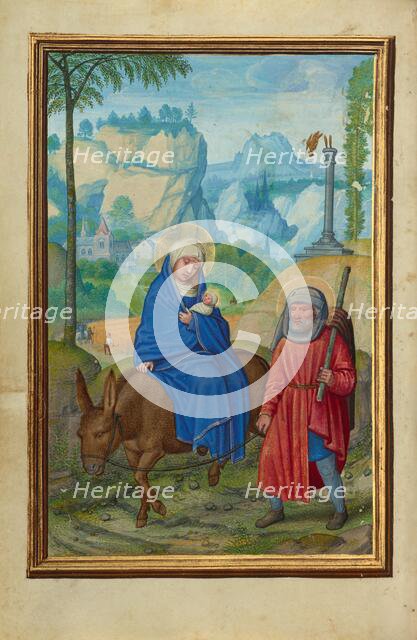 The Flight into Egypt; Prayer Book of Cardinal Albrecht of Brandenburg, about 1525-1530. Creator: Simon Bening.
